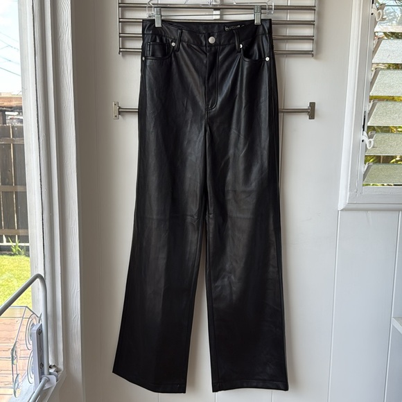 BLANKNYC Black Franklin Ribcage Wide Leg Leather Faux High Rise Pants 27 - Picture 2 of 7